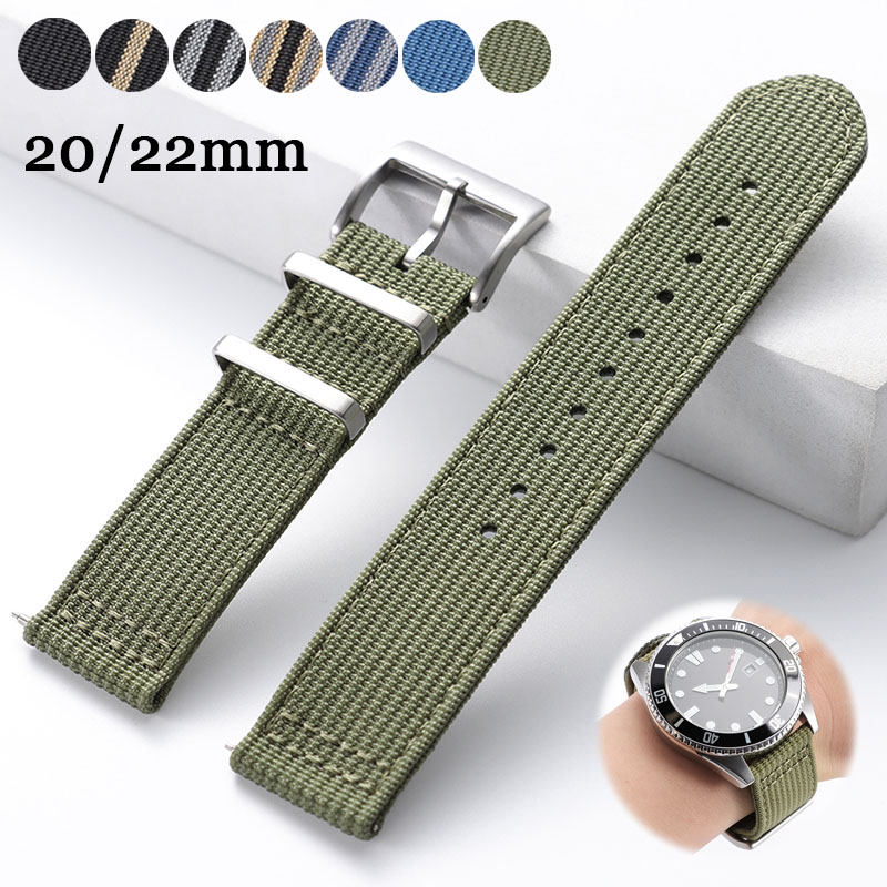 Canvas Strap Watch - 20mm 22mm Woven Nylon Strap for