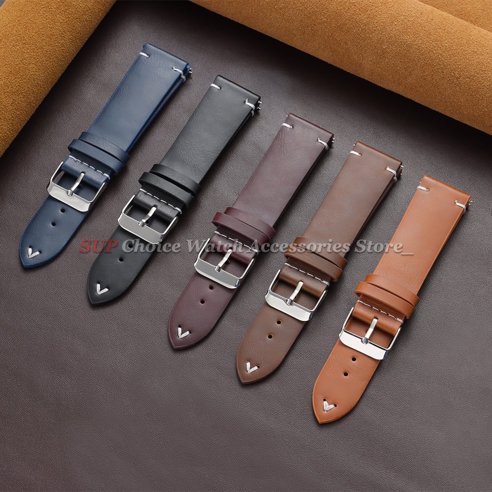18mm 20mm 22mm Vintage Oil Wax - Leather Strap Quick Release recension och pris