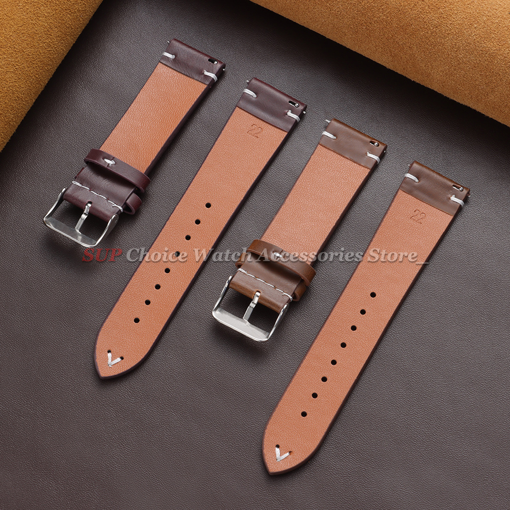 18mm 20mm 22mm Vintage Oil Wax - Leather Strap Quick Release recension och pris