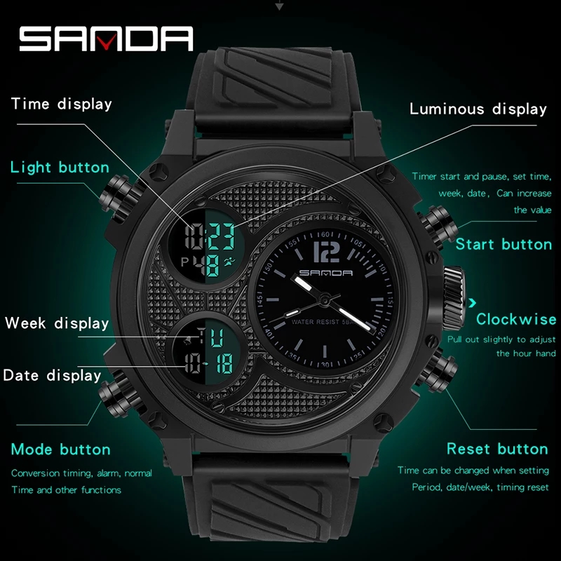 SANDA 3002 Brand Men's Dual Ti - Tropic Strap Vintage recension och pris