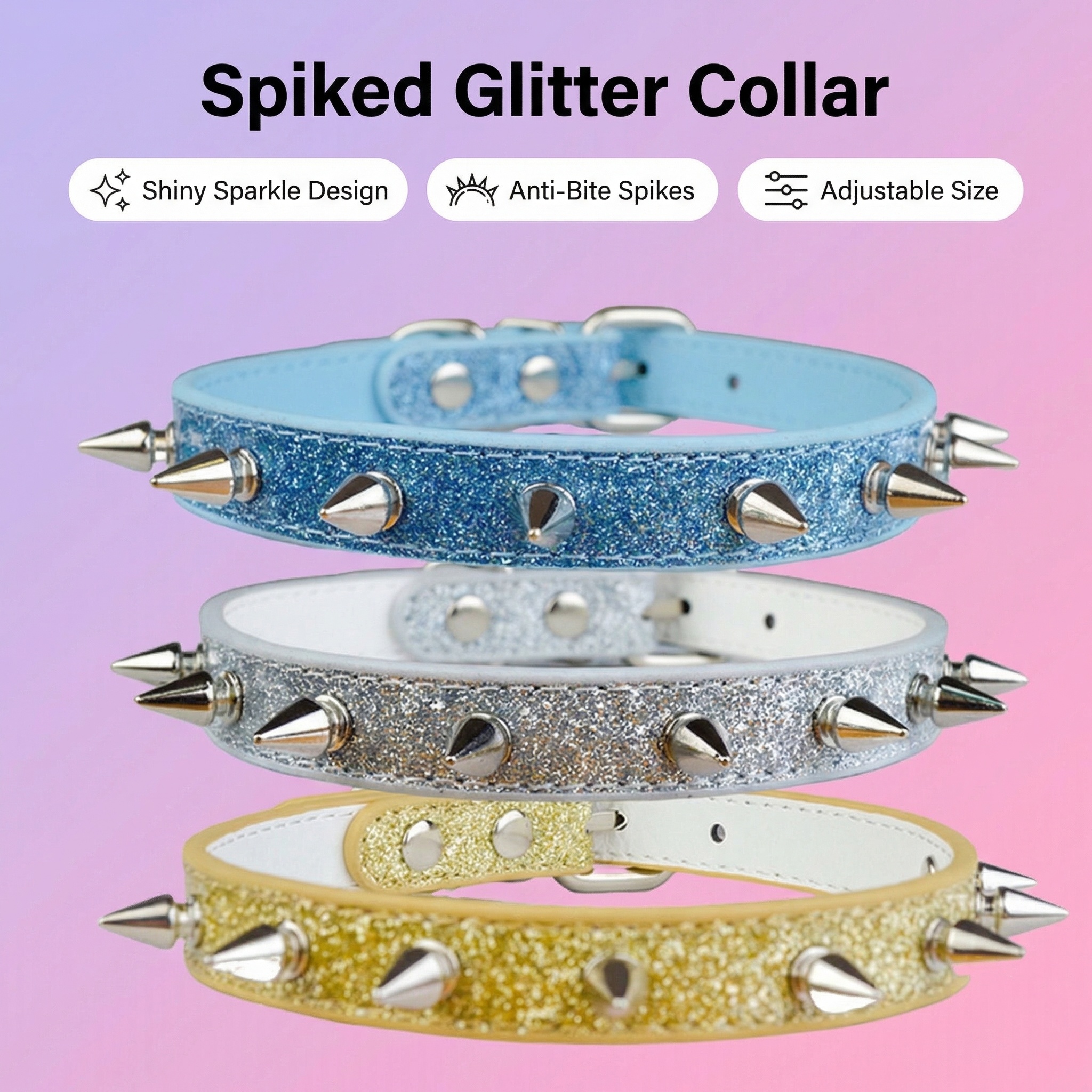 Punk Style Rivet Pet Collar Le - Leather Strap Quick Release recension och pris