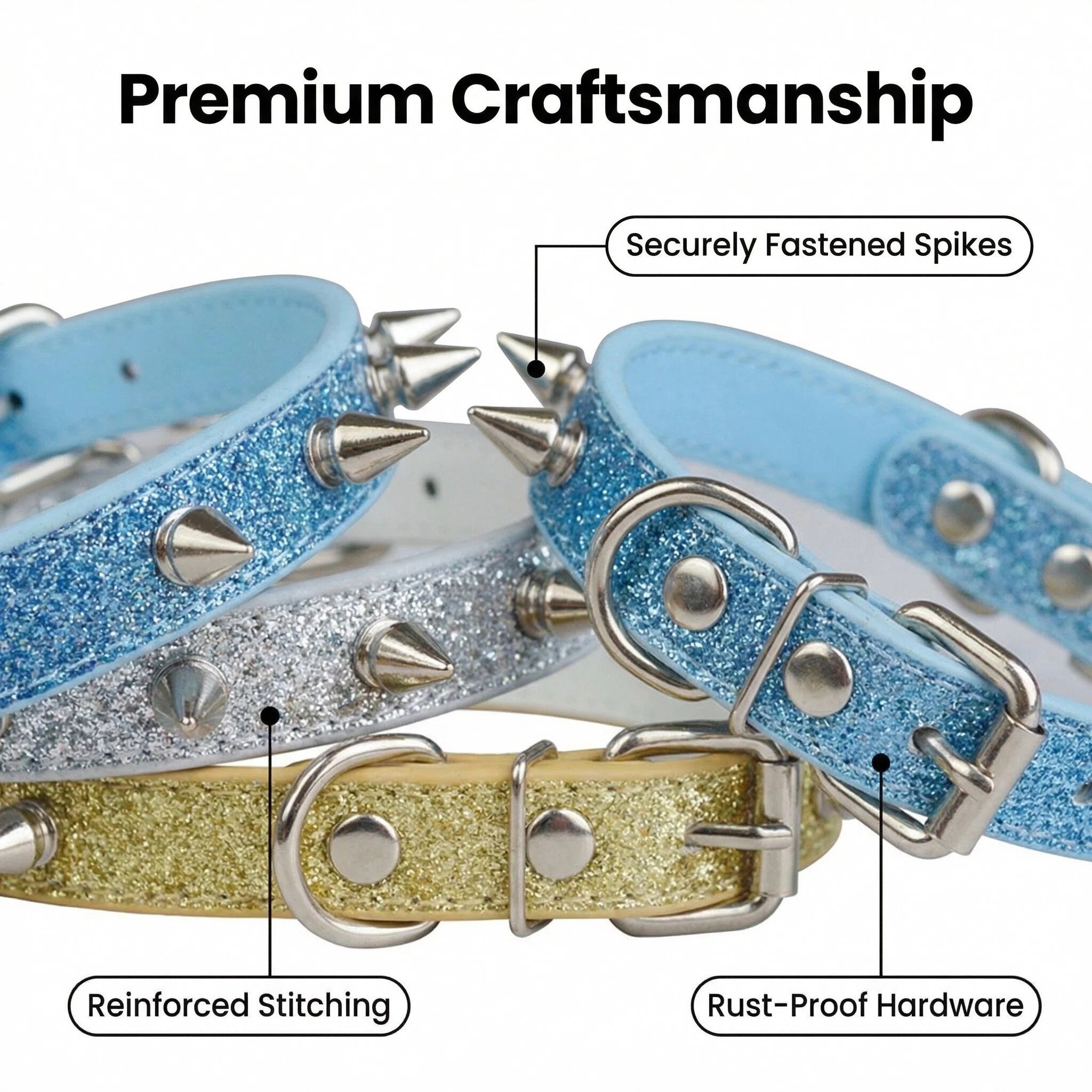 Punk Style Rivet Pet Collar Le - Leather Strap Quick Release recension och pris