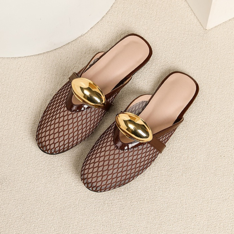 Summer Mesh Flat Slippers Wome - Mesh Strap Metal recension och pris