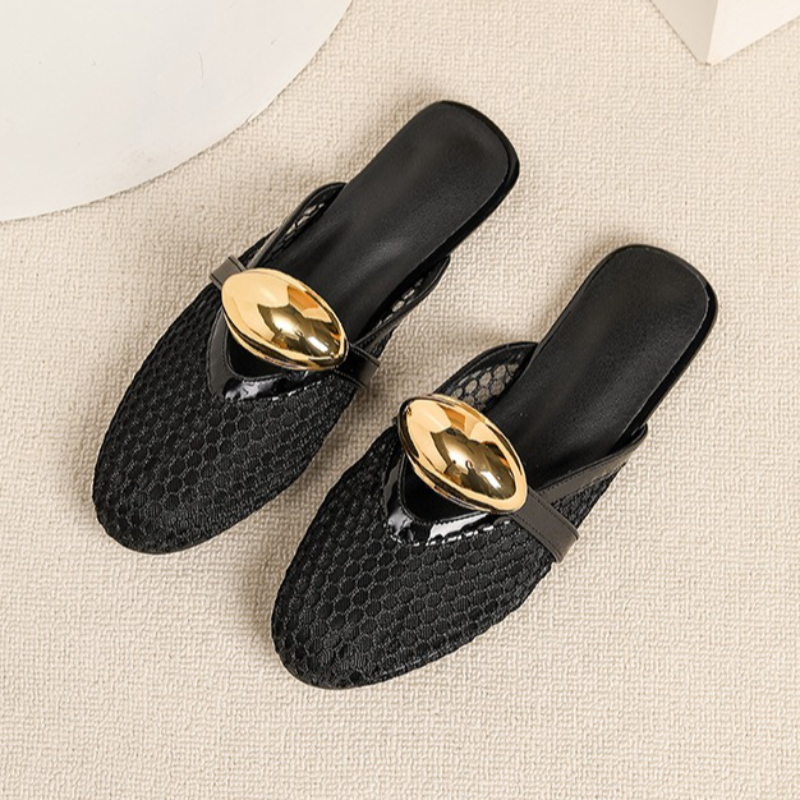 Summer Mesh Flat Slippers Wome - Mesh Strap Metal recension och pris