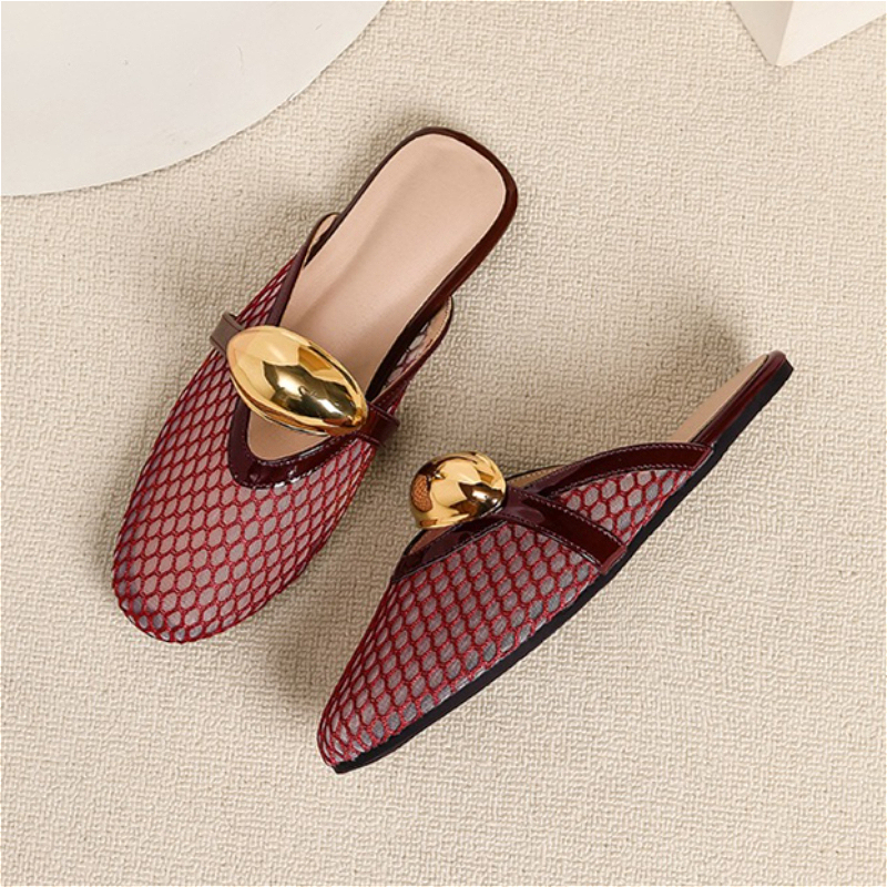 Summer Mesh Flat Slippers Wome - Mesh Strap Metal recension och pris