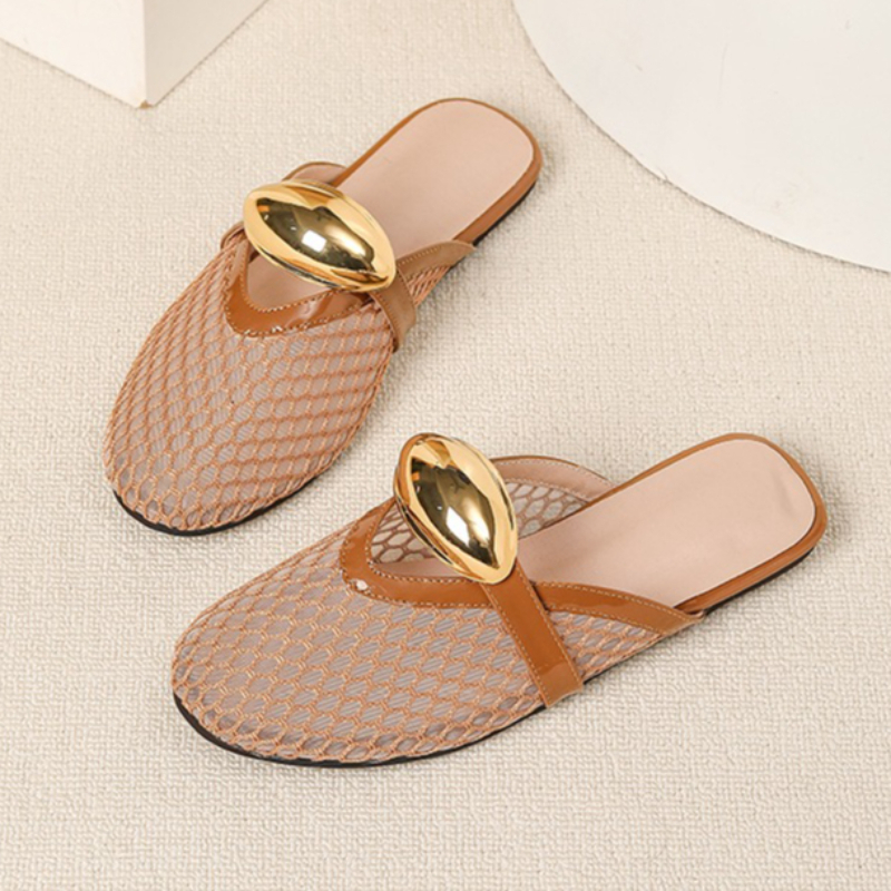 Summer Mesh Flat Slippers Wome - Mesh Strap Metal recension och pris