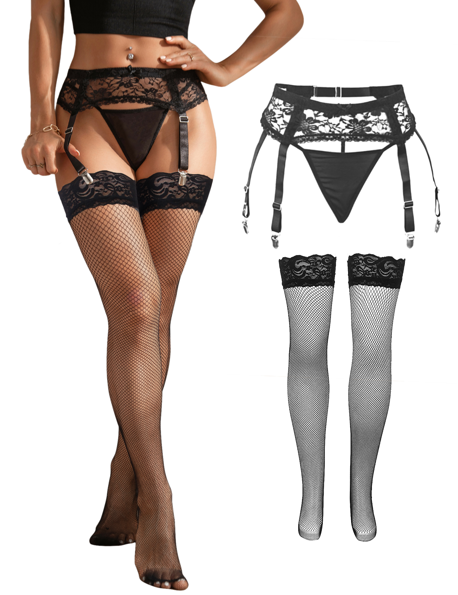 Comeondear Women Floral Lace G - Mesh Strap Metal recension och pris
