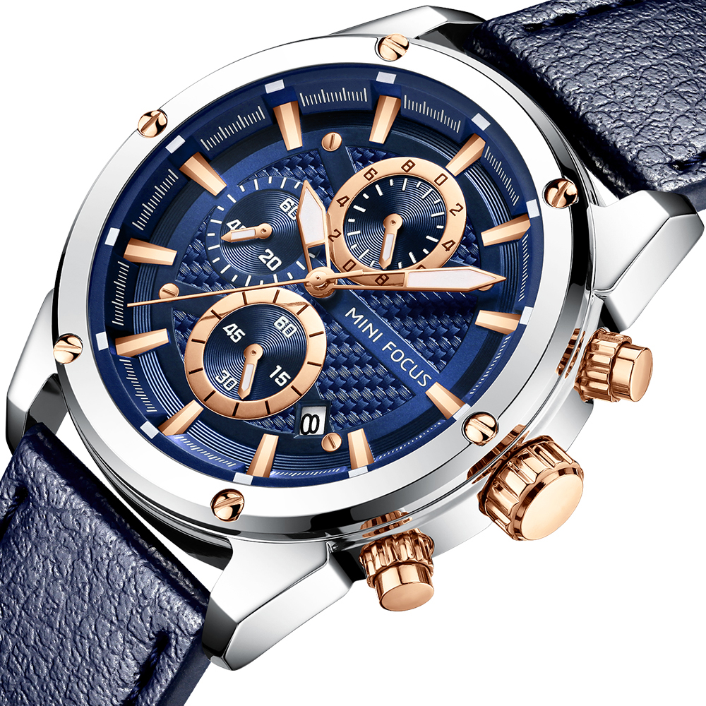 MINI FOCUS Business Quartz Wat - Leather Watch Band Men recension och pris