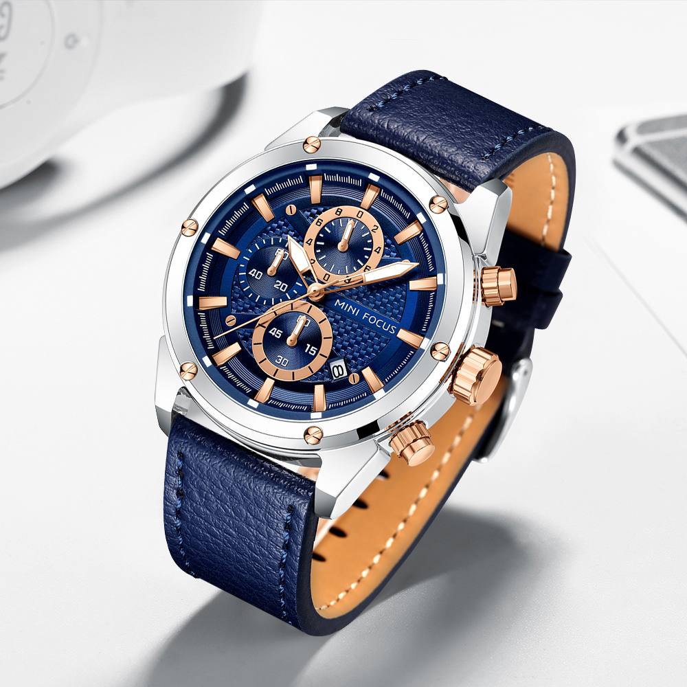 MINI FOCUS Business Quartz Wat - Leather Watch Band Men recension och pris