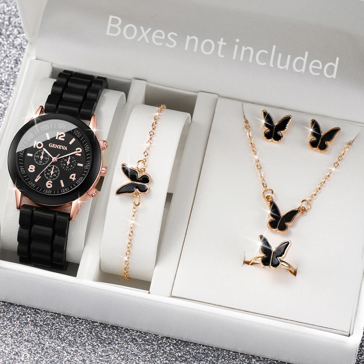 5/6PCS Fashion Women Watches C - Silicone Band Women recension och pris