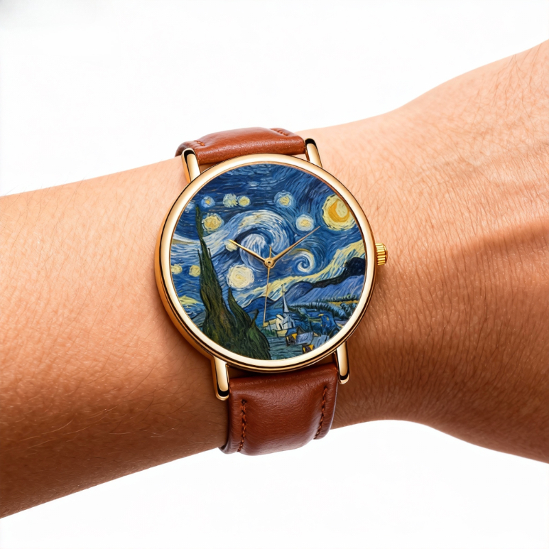 Van Gogh Painting Dial Watches - Leather Watch Band Men recension och pris