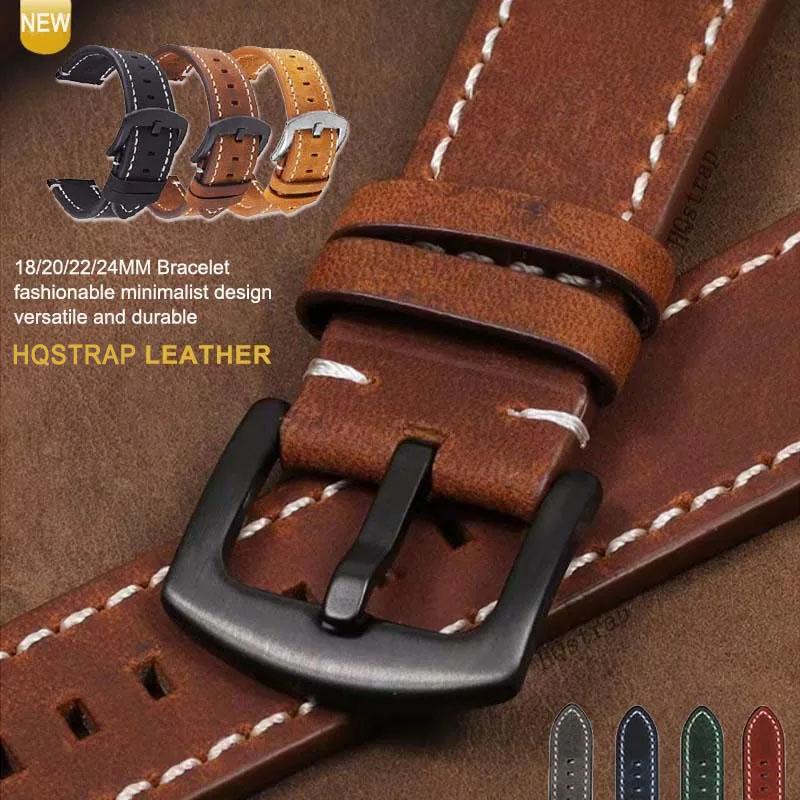 Retro Leather Watch Strap 18mm - Leather Strap Quick Release recension och pris