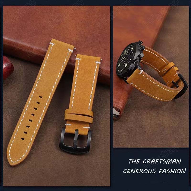 Retro Leather Watch Strap 18mm - Leather Strap Quick Release recension och pris